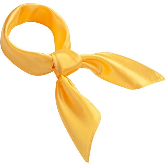 Women's Yellow Silk Feeling Scarf 23.6'' Square Satin Scarf Neck Head Bandana - Picture 5 of 7
